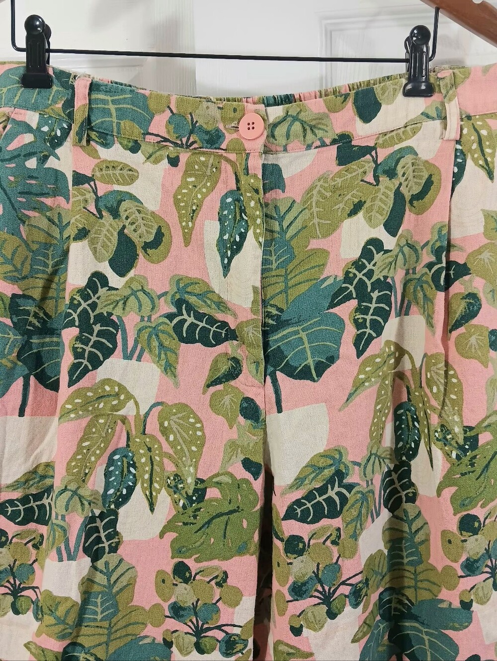 Princess Highway Monstera Linen Blend Wide Leg Pants Pink Green Tropical Sz 18 - Picture 3 of 10